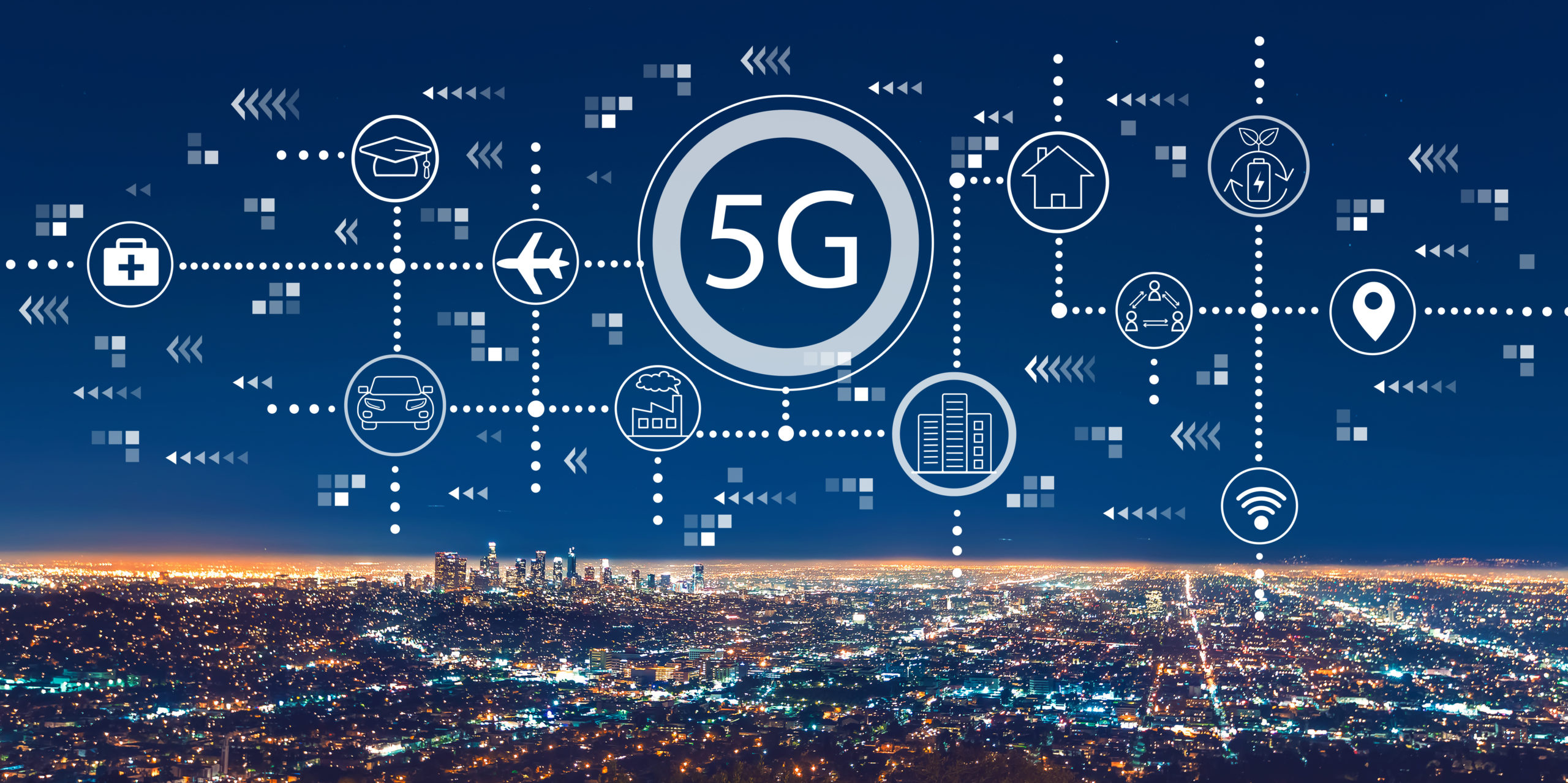 5G network with downtown Los Angeles 5G network